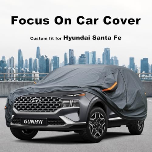 GUNHYI Premium Car Cover Custom Fit Hyundai Santa Fe Santafe (2006-2026), 16 Layers Heavy Duty Car Cover Waterproof All Weather with Zipper Door for Sun Rain Snow Dust Uv Protection