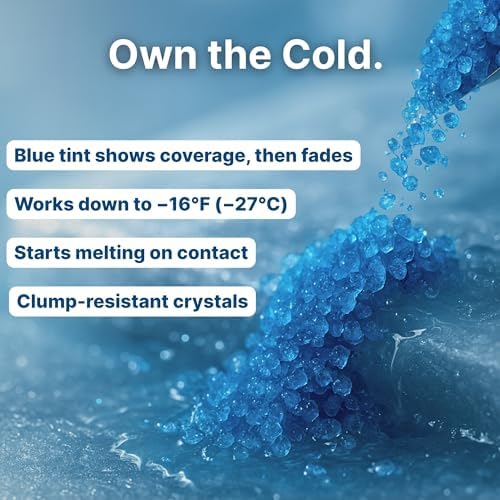 Thawtful Blue Ice & Snow Melt – Snow Melt, Rock Salt, Driveway & Sidewalk Salt for Ice, Blue Granular Rock Salt, Melts to −16°F (−27°C) – Resealable Zip Bag (5 QUARTS - 10.6 lb.)