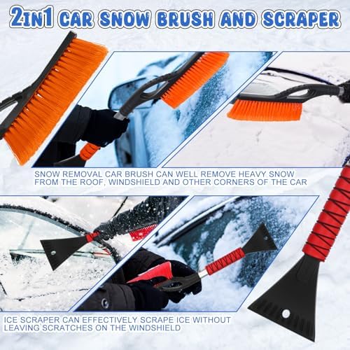 Uiifan 12 Pcs 27 Inch Snow Brush and Ice Scrapers for Car, 3 Colors