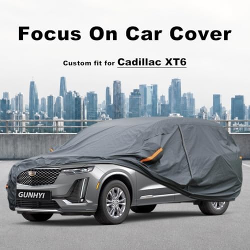 GUNHYI Premium Car Cover Custom Fit Cadillac XT6, 16 Layers Heavy Duty Car Cover Waterproof All Weather with Zipper Door for Sun Rain Snow Dust Uv Protection
