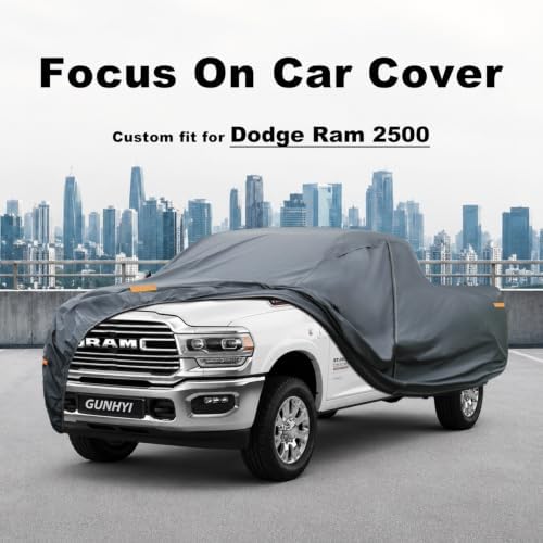 GUNHYI Premium Truck Cover Custom Fit Dodge Ram 2500/3500 Crew Cab Short Bed, 16 Layers Heavy Duty Truck Cover Waterproof All Weather with Zipper Door for Sun Rain Snow Dust Uv Protection