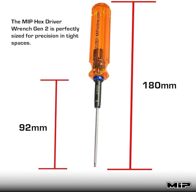 MIP 9602 3-Piece RC Hex Screwdriver Set (1.5mm, 2.0mm, 2.5mm) – Precision Hex Allen Wrenches for RC Cars, Drones, Boats, Helicopters – RC Repair Tool Kit – Made in USA