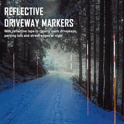 Autoparts 50Pack 48In Driveway Markers, 5/16-Inch Diameter Snow Stakes