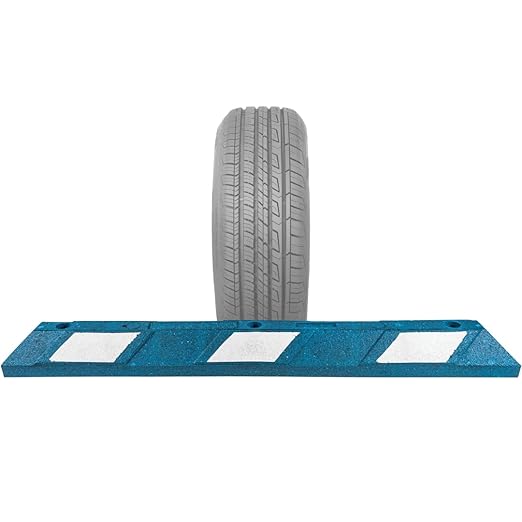 Checkers Park-It® 4 Foot Long 100% Recycled Rubber ADA Compliant Handicap Parking Stop, 4' x 6" x 4", Parking Lot Curb Wheel Stopper, Highly Visible Blue/White, GNRS1420WB