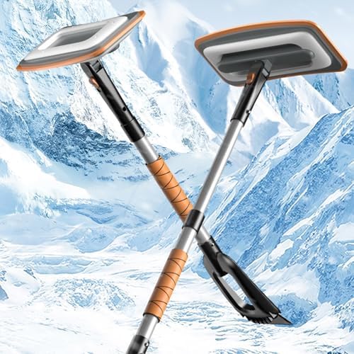 Strong Collapsing Vehicle Snow Shovel Weather Immune Aluminum Alloy Wide Drill for Quick Ice Extracting on Automobiles Trucks and Backpacking Use Telescopic Car Ice Collector