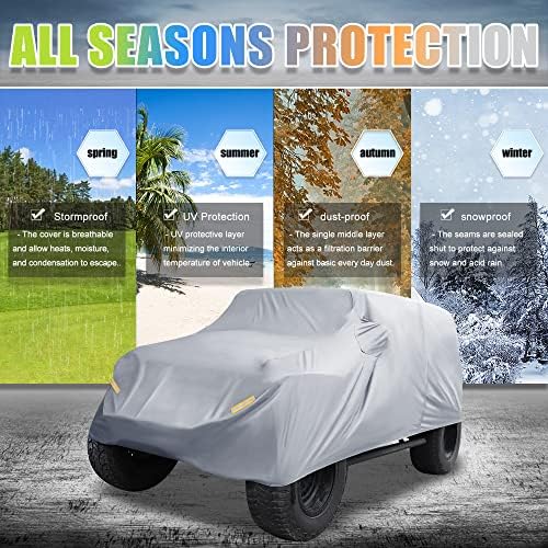 X AUTOHAUX SUV Car Cover for Jeep Wrangler JK JL 4 Door 2007-2021 210D Gray