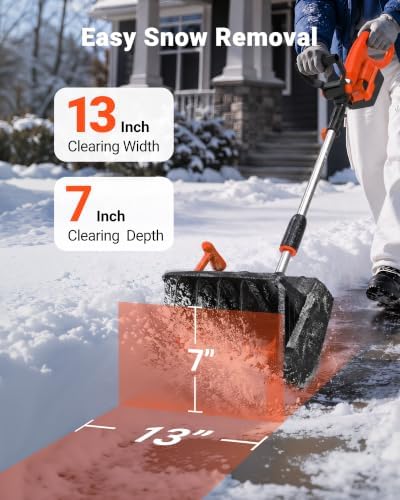 VOLTASK 24V Cordless Electric Snow Shovel, 13-Inch Brushless Snow Blowers