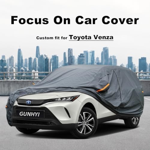 GUNHYI Premium Car Cover Custom Fit Toyota Venza, 16 Layers Heavy Duty Car Cover Waterproof All Weather with Zipper Door for Sun Rain Snow Dust Uv Protection
