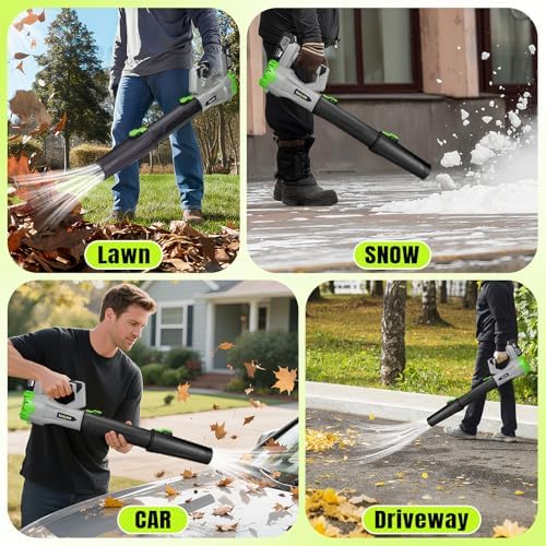 Leaf Blower Cordless 650CFM with 2x4.0Ah Battery & Fast Charger, Gray