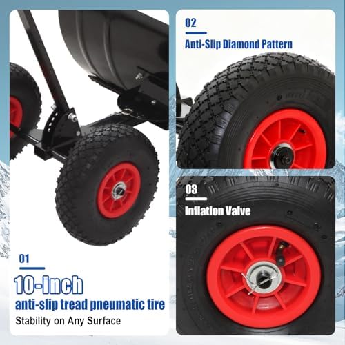 30” Snow Shovel with Wheels, Snow Pusher with Adjustable Angle & Height Handle, Snow Removal for Driveway Sidewalk, Ergonomic Double-Rod Design, Easy Assembly (Single Rod)