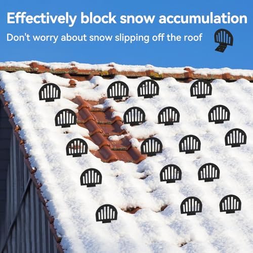 50 Pack Standing Seam Snow Guards for Metal Roofs with Seal Gaskets & Screws, Metal Roof Snow Stops, Crush Ice to Prevent Accumulation