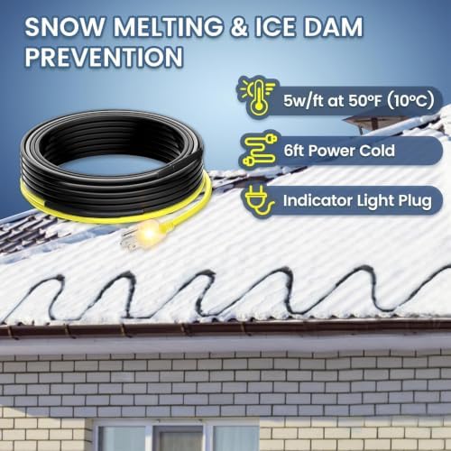 25 FT Self Regulating Roof Gutter Heating Cable Kit for Snow Melt