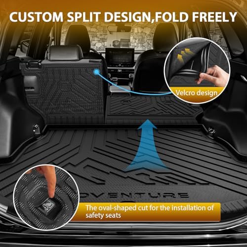 Powerty Floor Mats for Toyota RAV4 Hybrid 2026 2027(Not for PHEV), All Weather 3D TPE Anti-Slip Trunk Cargo Liner Seat Back Covers with Door Sill Guards Protectors Full Set Car Accessories