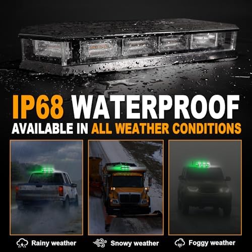 ASPL 16.5 Inch Roof Top Beacon Warning Strobe Light for Trucks Green White