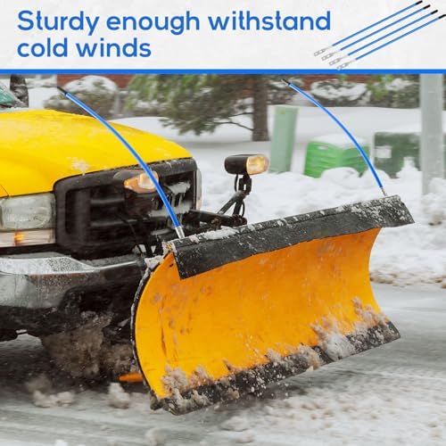 Lasnten 4 Pcs 36 Inch Snow Plow Blade Markers Guide Kit Steel Wire Inside Bolt on Bumper Guides High Visibility Easy Installation for Atv Western Snowplows(Blue)