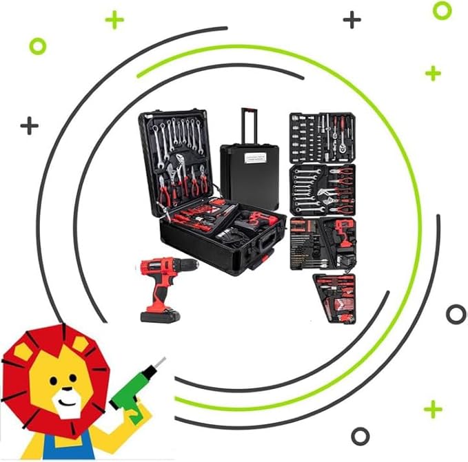 346pcs Tool Sets,18V Electric Power Drill Set, Cordless Drill for Men, Household Home DIY Hand Tool Kits,18+1 Clutch Cordless Power Drill Set for Thanksgiving, Christmas,Father's Day (Black)