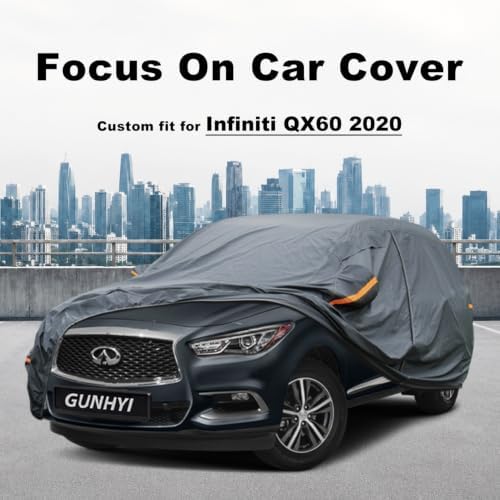 GUNHYI Premium Car Cover Custom Fit Infiniti QX60 (2013-2026), 16 Layers Heavy Duty Car Cover Waterproof All Weather with Zipper Door for Sun Rain Snow Dust Uv Protection