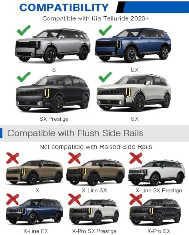 Roof Rack Cross Bars for Kia Telluride 2026 2027 S, EX, SX, SX Prestige