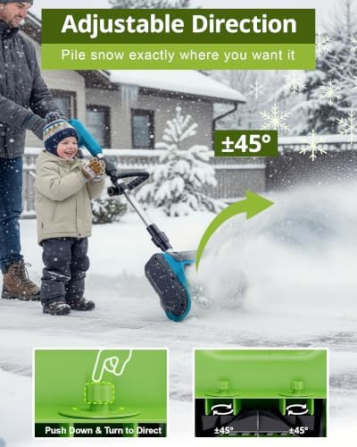 DEGGE Electric Cordless Snow Shovel, 2X 3.0Ah/ 21V/ 12-Inch Battery