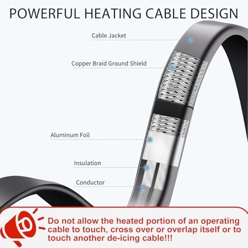 20FT Roof & Gutter De-Icing Cable, 5W/ft Heat Tape