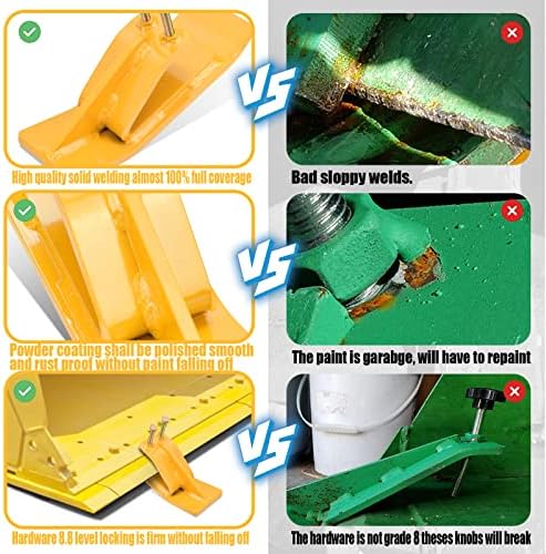 Tractor Bucket Protector(Upgraded Version), 2 Pcs Ski Edge Protector, Turf Tamer Skid Protector with Grade8.8 Double Lock Nuts and Bolts, Heavy Duty Steel for Snow Removal Spreading Gravel,Yellow