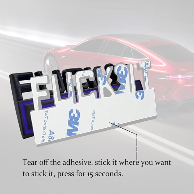 Fuck IT Edition Emblem, Car Exterior Emblems Badge 3D Sticker Decal, Fuck-IT Edition Emblem 3D Fender Badge Decal, 3D Fender Badge Decal Car Truck Replacement, Fit for All Cars (Black Blue)