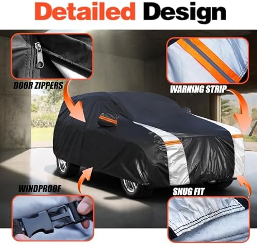 Multi-Layers Car Cover Custom Fit for Mini Countryman 2015-2026 100% Waterproof All Weather Automobiles, Heavy Duty Full Exterior Car Covers for Rain Sun UV Protection with Door Zipper.