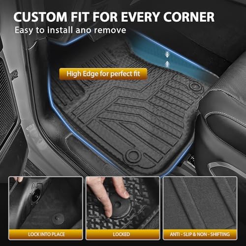 Powerty Floor Mats for 2023-2025 2026 Honda CRV (Gas Model Only), All Weather 3D TPE Anti-Slip Upper & Lower Position Trunk Cargo Liner Seat Back Covers Protectors Full Set Car Accessories