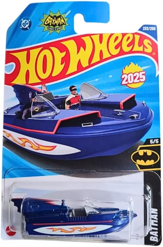 Hot Wheels 1966 Bat Boat [Blue], Batman 5/5, 232/250, New for 2025!, 1:64 Scale Diecast Car