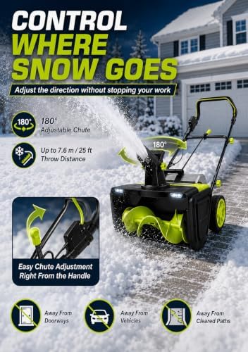 Snow Removal Machine, 3500W, 20 Inch Clearing Path for Driveways