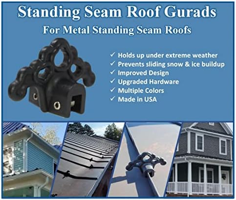 JSP Manufacturing Plastic Roof Ice Guard Snow Guard Snow Stops for Standing Seam Metal Roofing - Multi-Color/Multi-Pack Listing (10, Black)