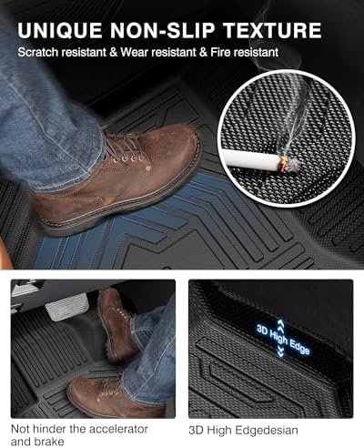 Powerty Floor Mats Cargo Liner for 2019-2025 Toyota RAV4 All Weather 3D TPE Anti-Slip Car Protection, 1st & 2nd Row Set with Rear Cargo Mat Accessories