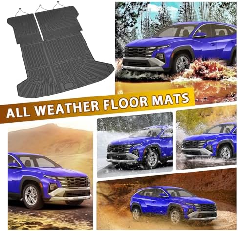 Powerty Floor Mats for 2022-2025 2026 Hyundai Tucson Gas Car Mats Accessories, All Weather 3D TPE Anti-Slip Trunk Cargo Liner Seat Back Covers Protectors Full Set Car Accessories