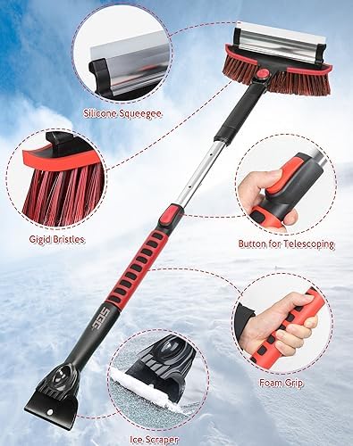 SEG Direct 42" Extendable Snow Brush with Ice Scraper, Snow Brush for Car