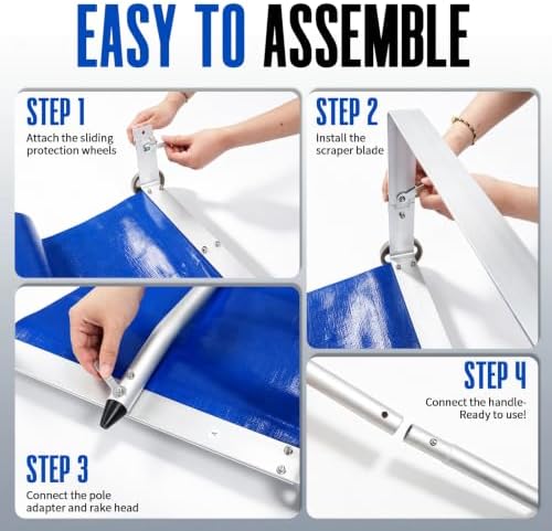 Outvita Snow Roof Rake, 5.3-20FT Extendable Aluminum Pole, Blue