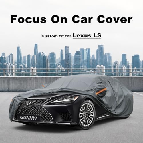 GUNHYI Premium Car Cover Custom Fit Lexus LS, 16 Layers Heavy Duty Car Cover Waterproof All Weather with Zipper Door for Sun Rain Snow Dust Uv Protection