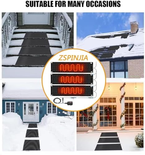 Heated Snow Melting Mats for Entrances 1/2/3/4/5 pcs No-Slip Heating Stair Heating Mats,Heated Outdoor Mats W/5ft Power Cord Snow Melting Mats for Winter Snow Removal(4 Pcs,10x30in/(25.4x76.2