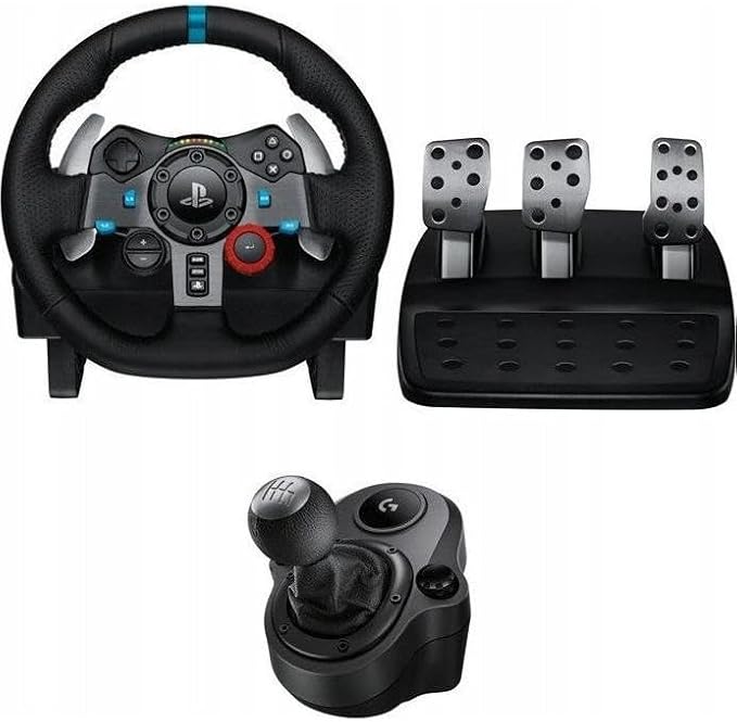 Logitech G G29 SE Driving Force Racing Steering Wheel and Pedals, Force Feedback, Genuine Leather Driving Force Shifter - for PS5, PS4 and PC, Mac - Black