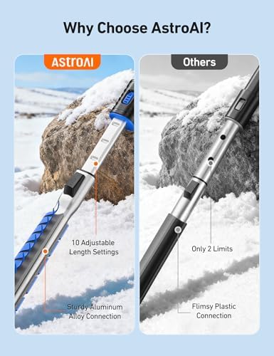 AstroAI 46" Extendable 3-in-1 Snow Brush & Ice Scrapers for Car Windshield