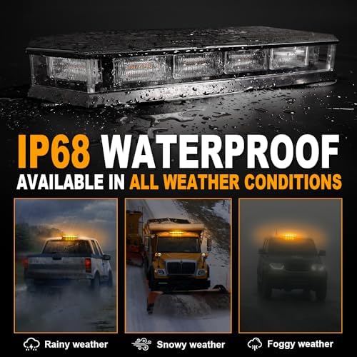 ASPL 16.5 Inch Roof Top Beacon Warning Strobe Light for Trucks Amber