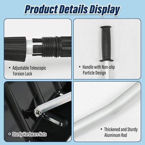 Extendable Roof Rake for Snow Removal, 4.9–15.7 Ft Roof Snow Rake with Plastic Blade Snow Rake, Ice Dam Removal Tool for House Roof