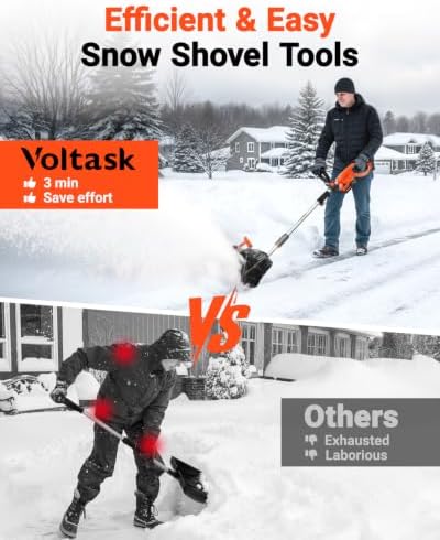 VOLTASK 24V 13-inch Cordless Snow Shovel with Directional Plate, Battery & Quick Charger Included