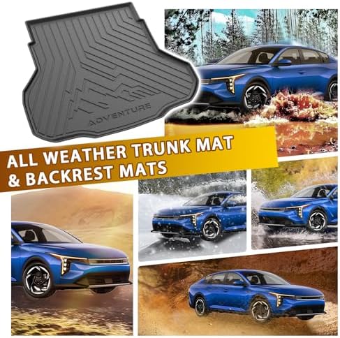 Powerty Floor Mats Cargo Liner for Kia K4 2025 2026 2027 All Weather 3D TPE Anti-Slip Car Protection, 1st & 2nd Row Set with Rear Cargo Mat Accessories