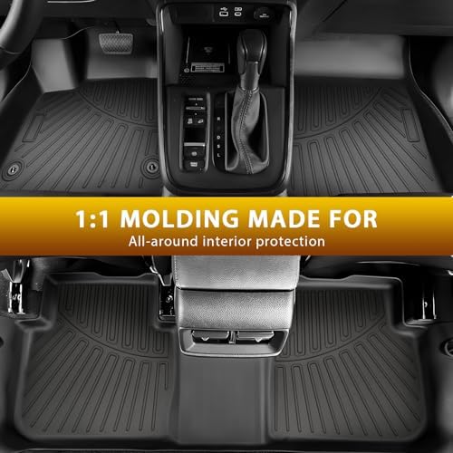 Powerty Floor Mats Cargo Liner for Honda CRV 2023-2025 2026 (Include Hybrid) All Weather 3D TPE Anti-Slip Car Protection, 1st & 2nd Row Set with Rear Upper Positon Cargo Mat Accessories