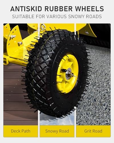 Outvita Snow Shovel with Wheels, 29" Wide 18" Long, Black & Yellow