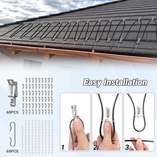 152FT Heat Tape for Roof and Gutters, 8 Watts/ft Roof Heat Cable