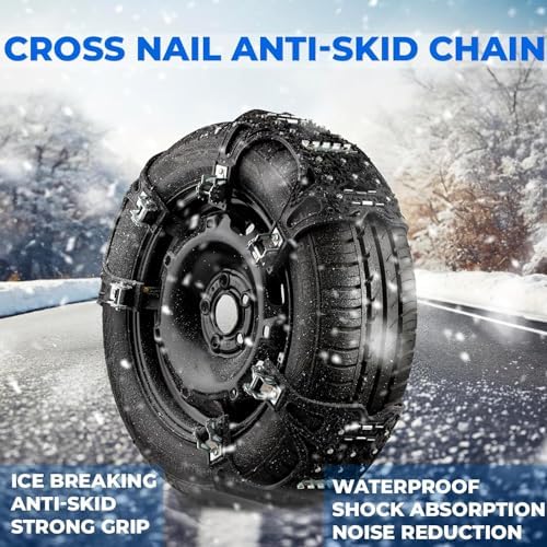 ZONETECH Tire Snow Chains 12-Pack All Season Black Upgraded Premium Quality Strong and Durable Anti-Skid Car,SUV, Pick Up and Truck for Emergency and Travel