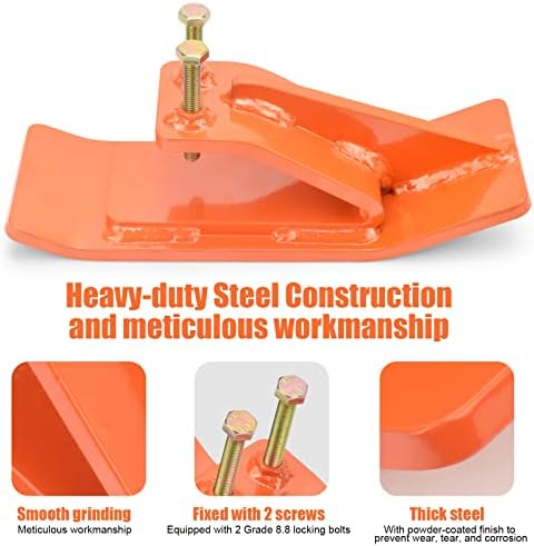 Tractor Bucket Protector(Upgraded Version), 2Pcs Ski Edge Protector, Turf Tamer Skid Protector with Grade8.8 Double Lock Nuts and Bolts, Heavy Duty Steel for Snow Removal Spreading Gravel,Orange