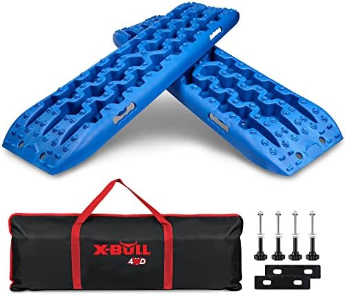 X-BULL New Recovery Traction Tracks Sand Mud Snow Track Tire Ladder 4WD (Blue, 3gen), Bag+Hardware+Tracks