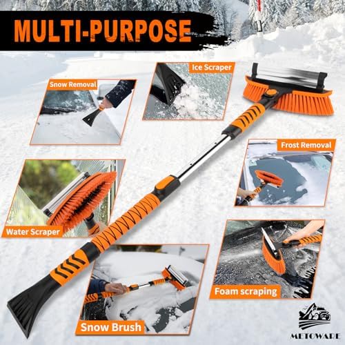 METOWARE 44'' Snow Brush and Ice Scrapers for Car Windshield
